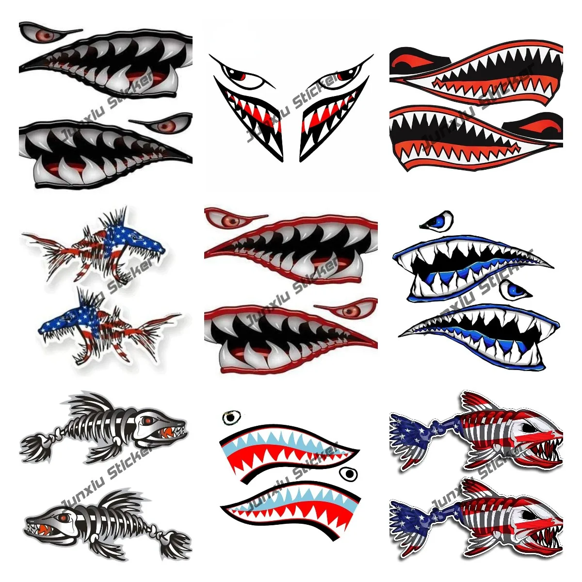 Fishing Boat Trailer - Duvar sanat Warhawk köpekbalığı kaplan Sticker