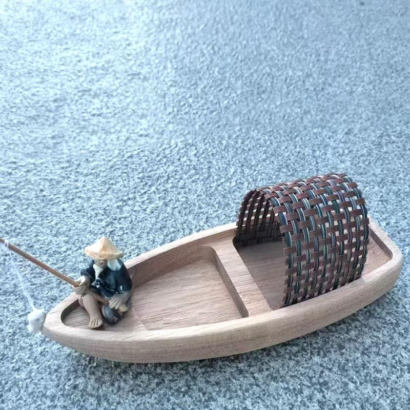 Fishing Boat Trailer - Okyanus Manzarası Ahşap Tekne Modeli Mini